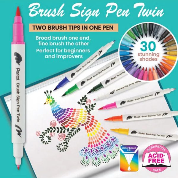 Pentel Brush Sign Pen Twin on Sale